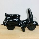 Vintage black ceramic scooter lamp