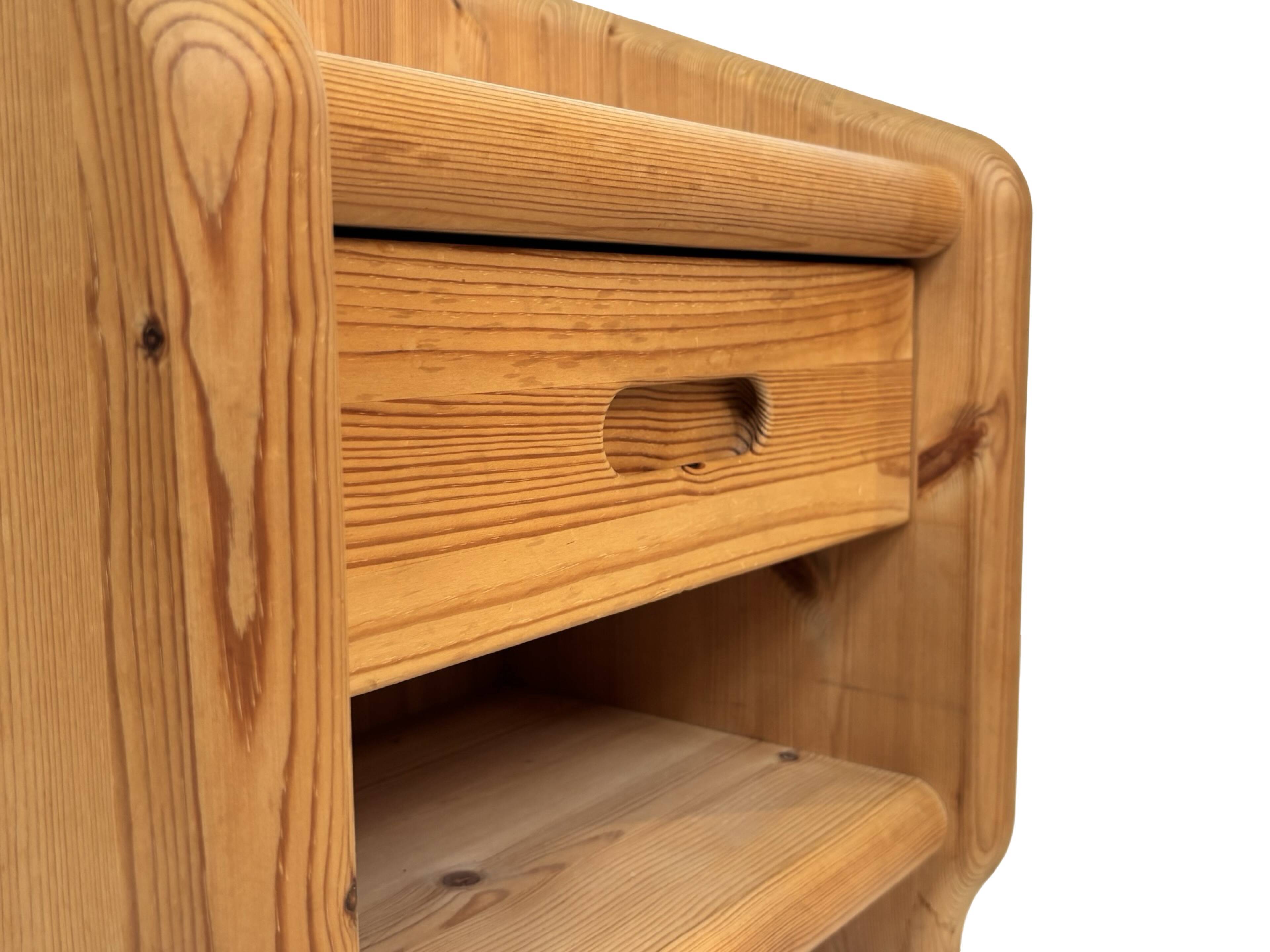 Vintage set of two pine wood bedside tables