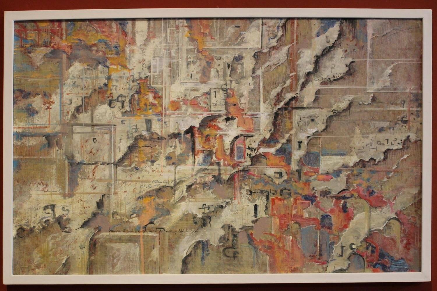 Andrea Spinelli, Italian Abstract Urban Expressionist, 20th Century, Acrylic & Canvas