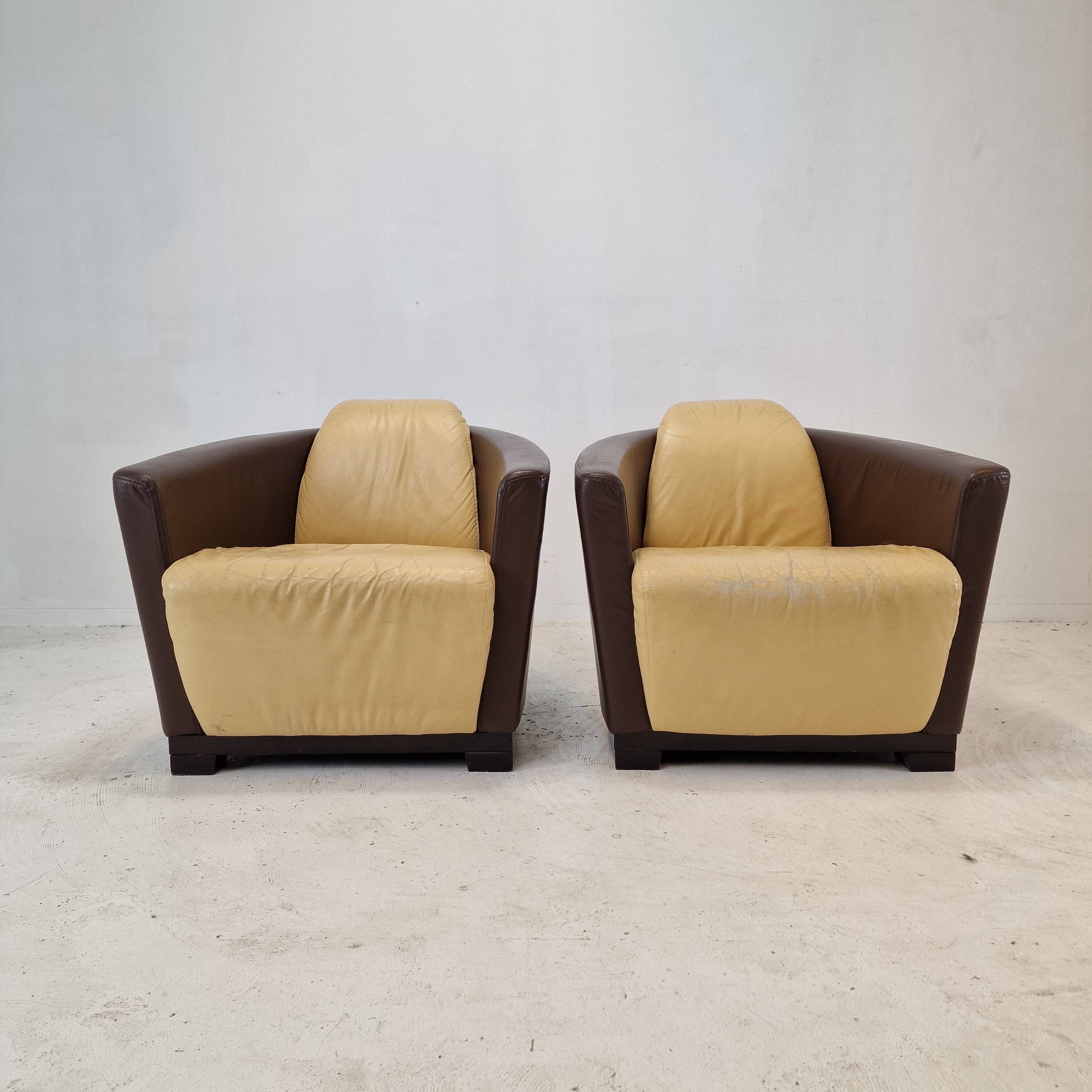 Set of 2 Calia Club or Lounge Chairs, Italy 1980's
