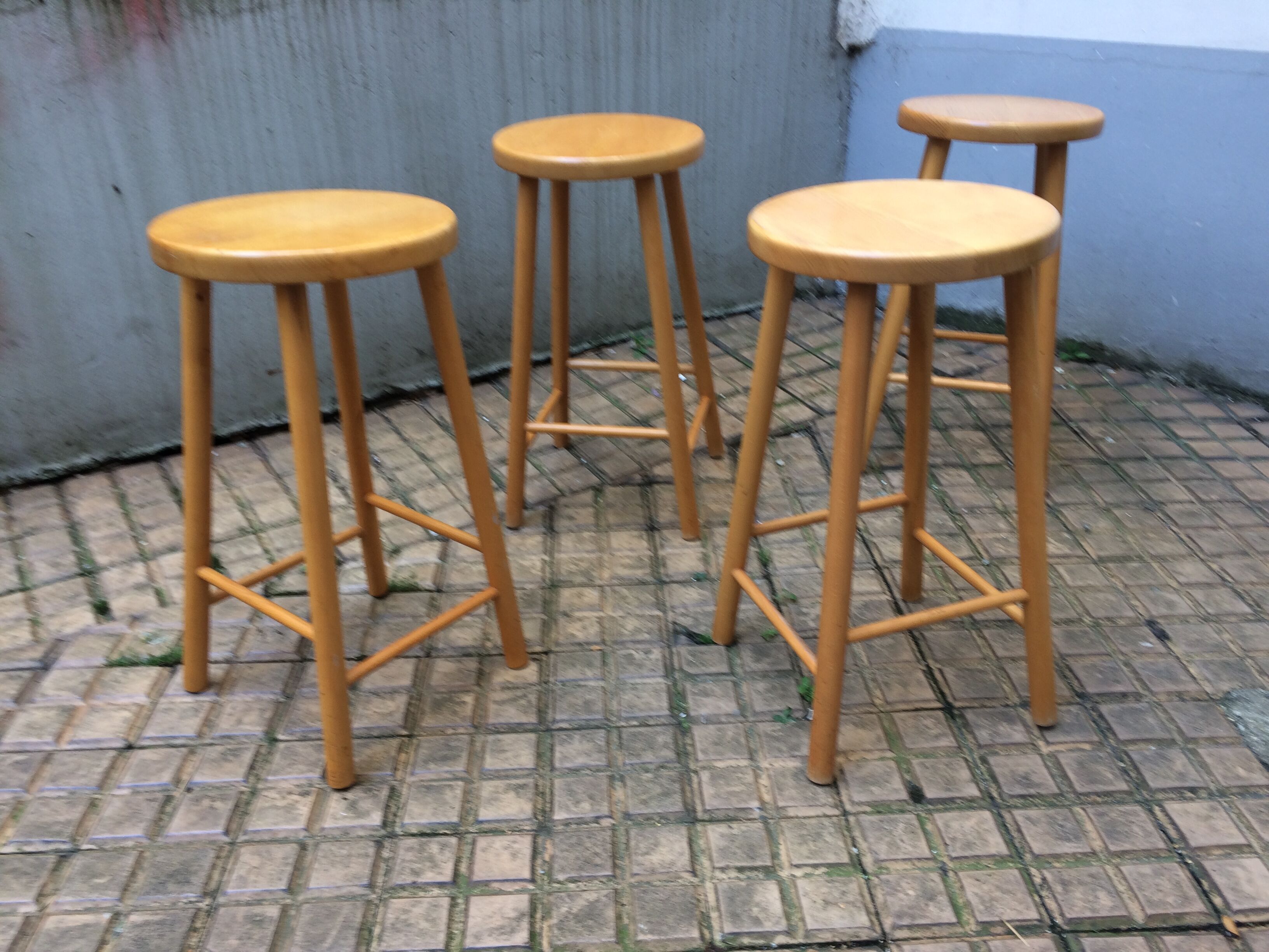 4 stools in pine