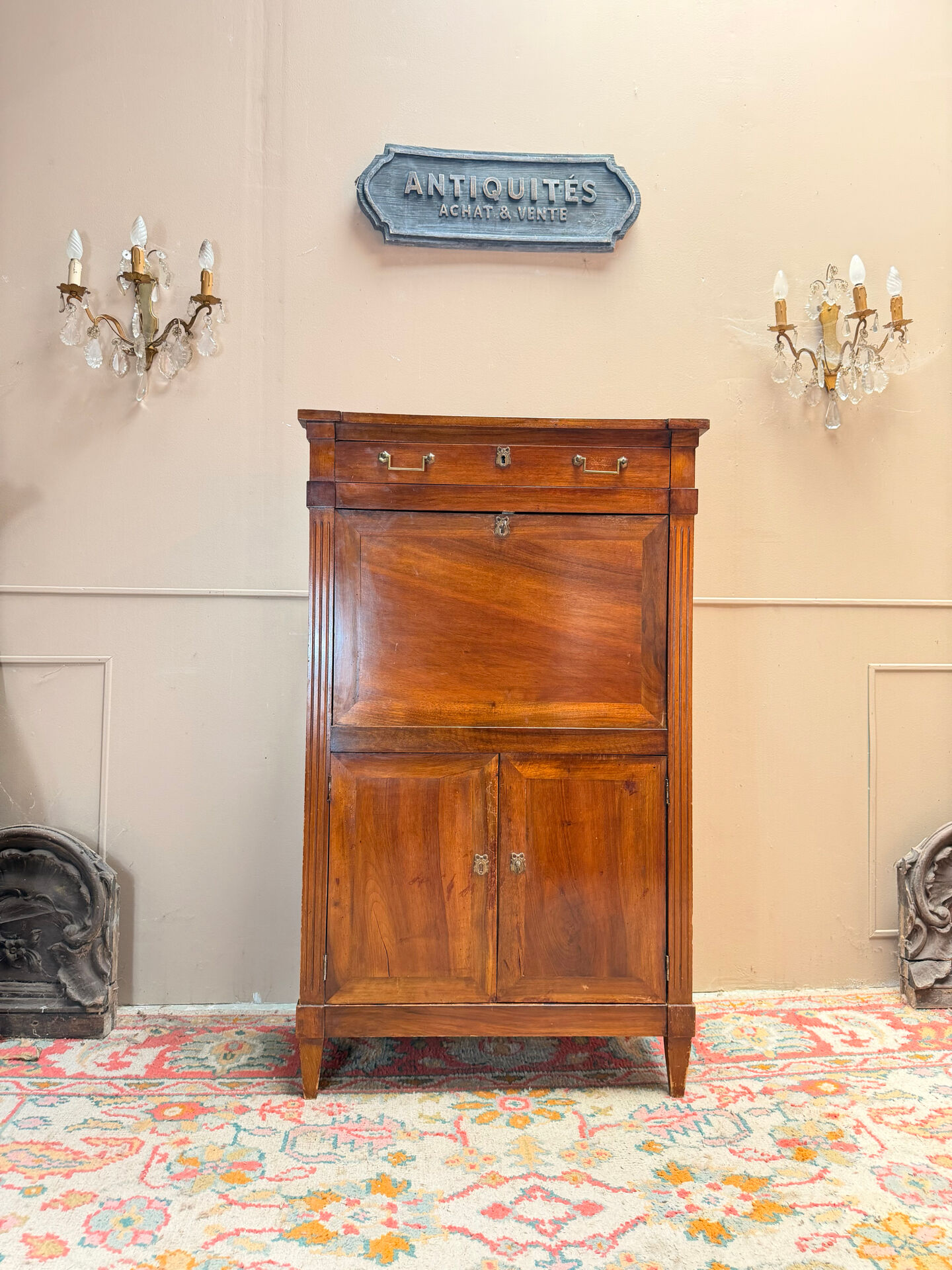 SECRETARY IN WALNUT IN LOUIS XVI STYLE 19TH CENTURY