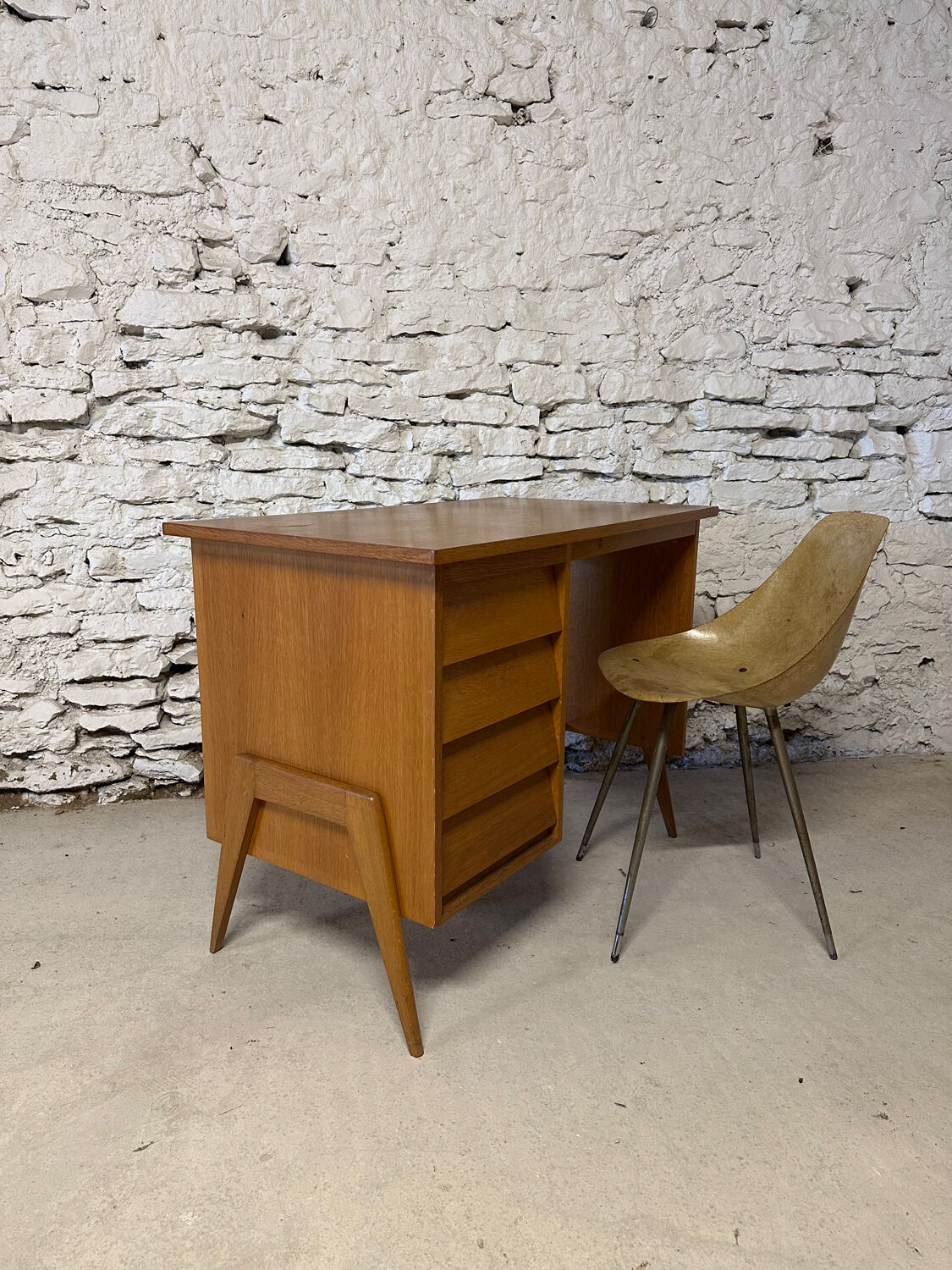 Child's desk 1950, vintage compass legs