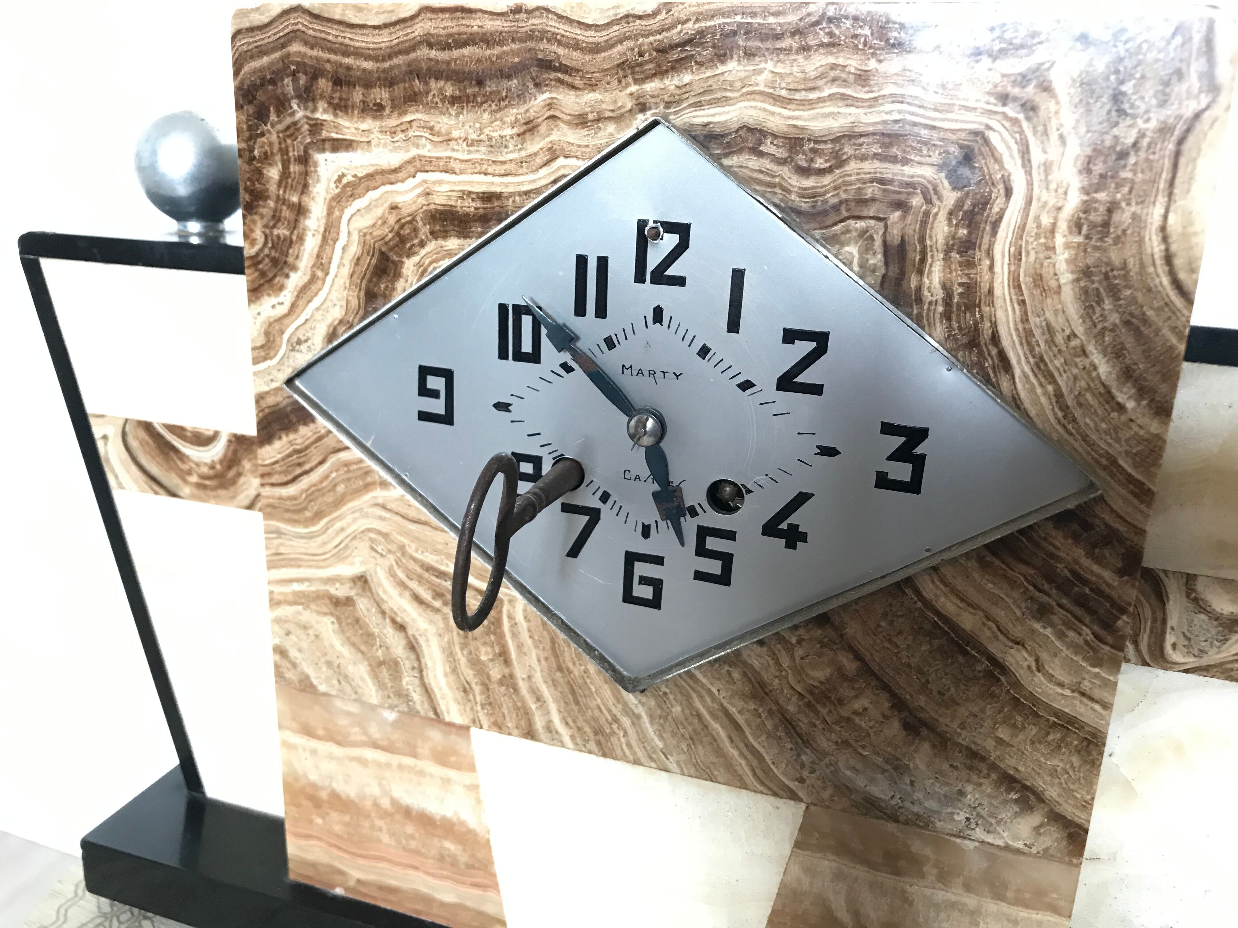 Marble art deco laying clock