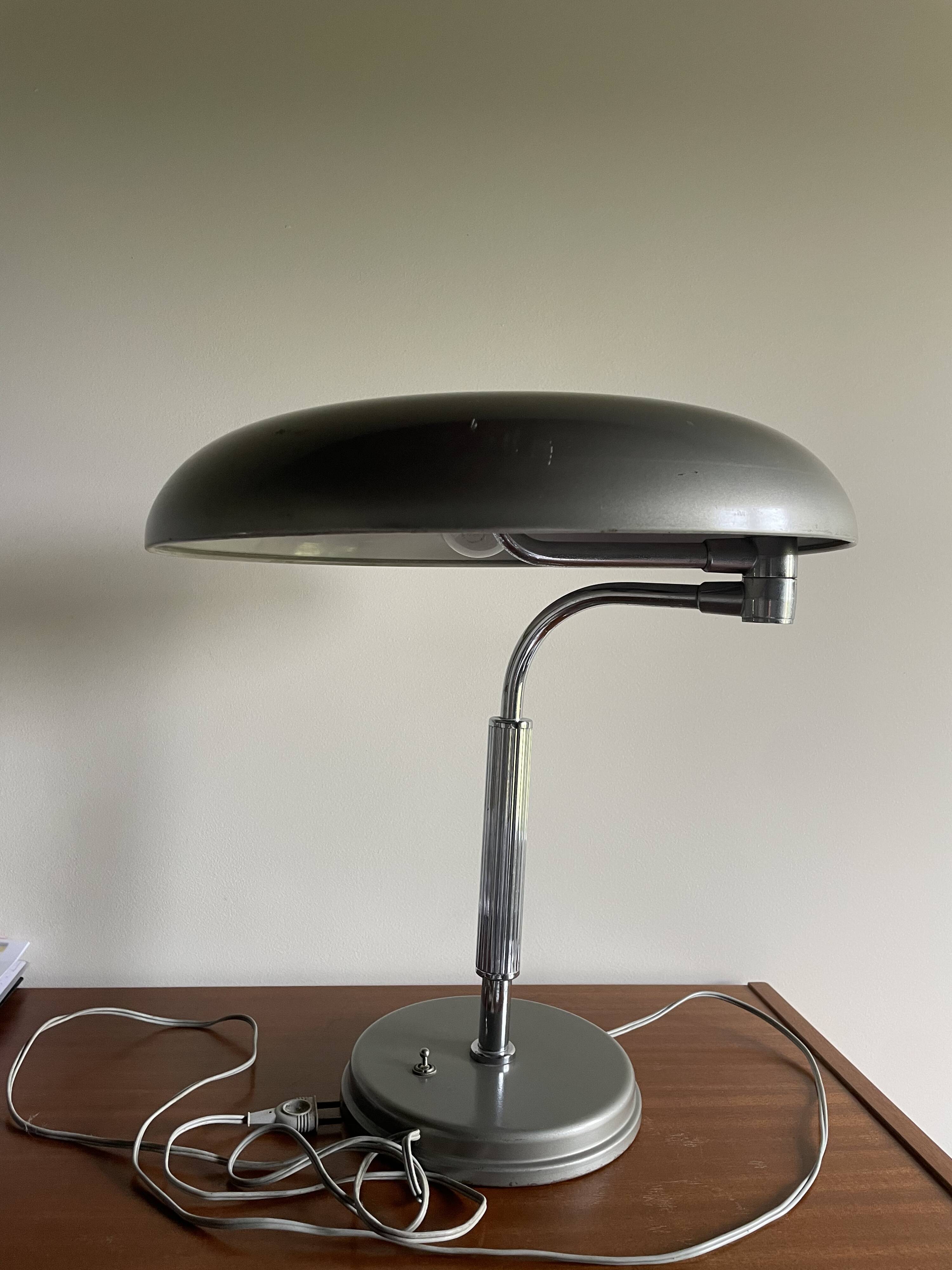 Authentic metal long neck grey lamp
