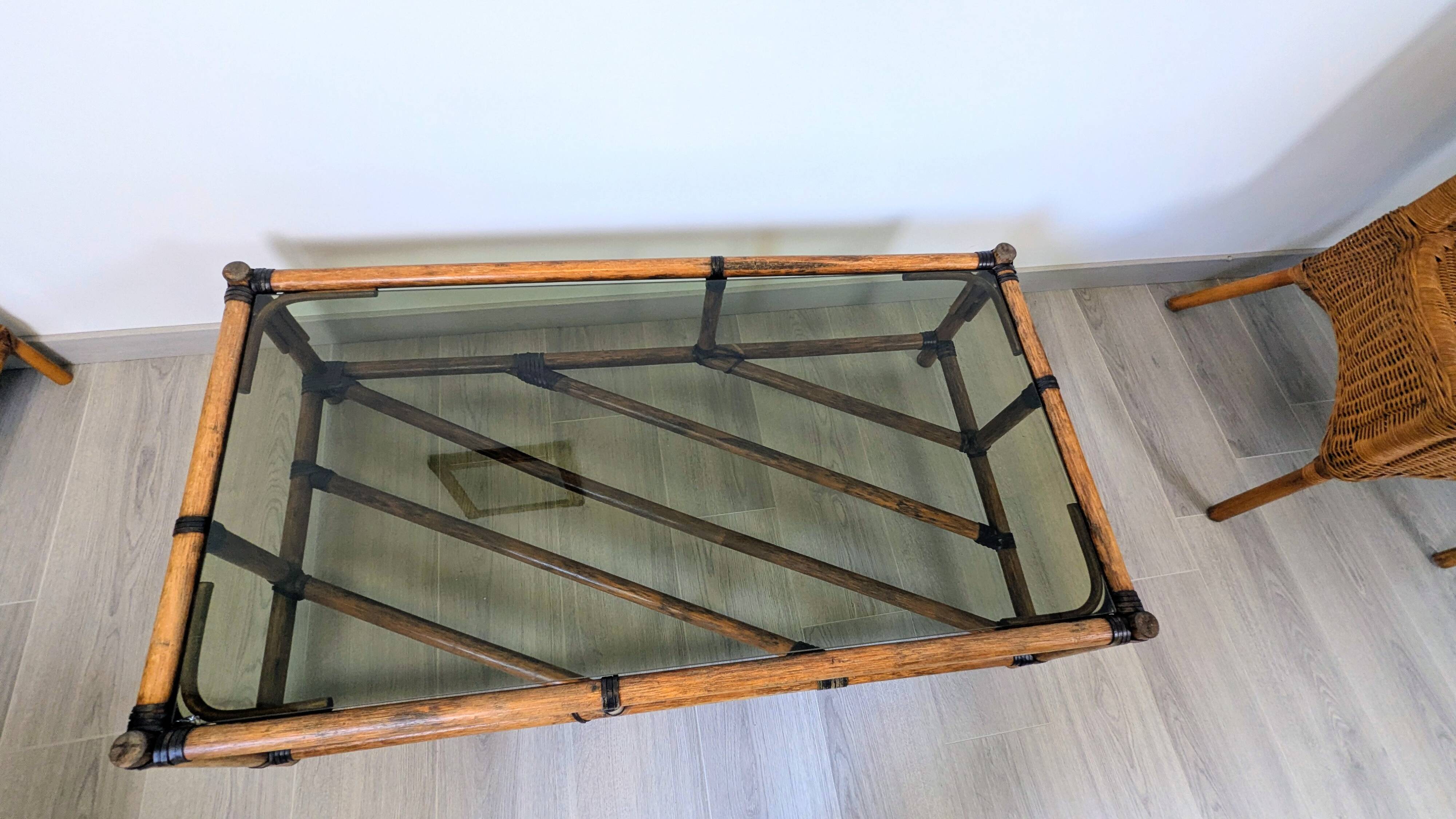 Vintage rattan coffee table, natural elegance