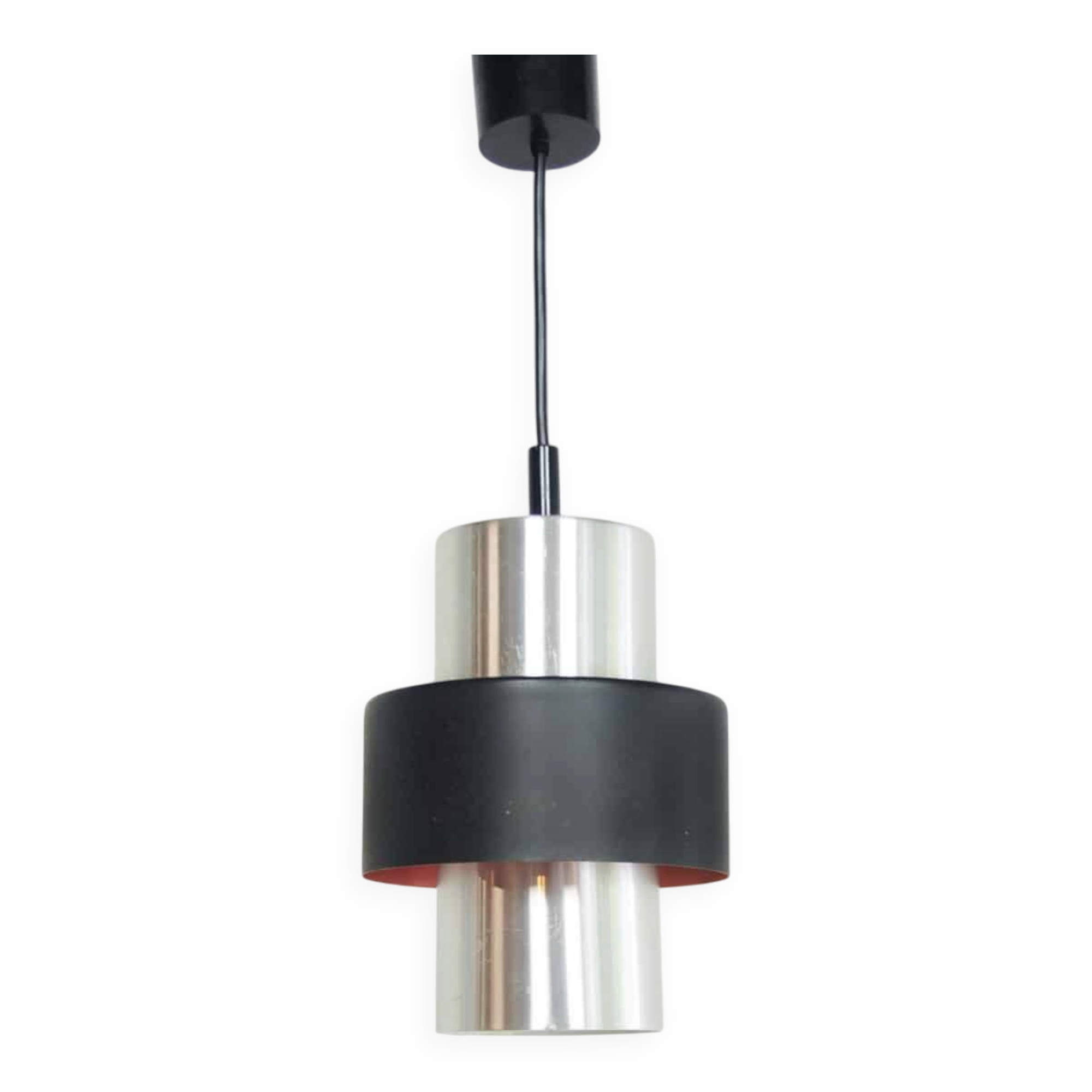 Lampe tubulaire argent métallique et noire