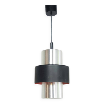 Metallic silver & black tube lamp