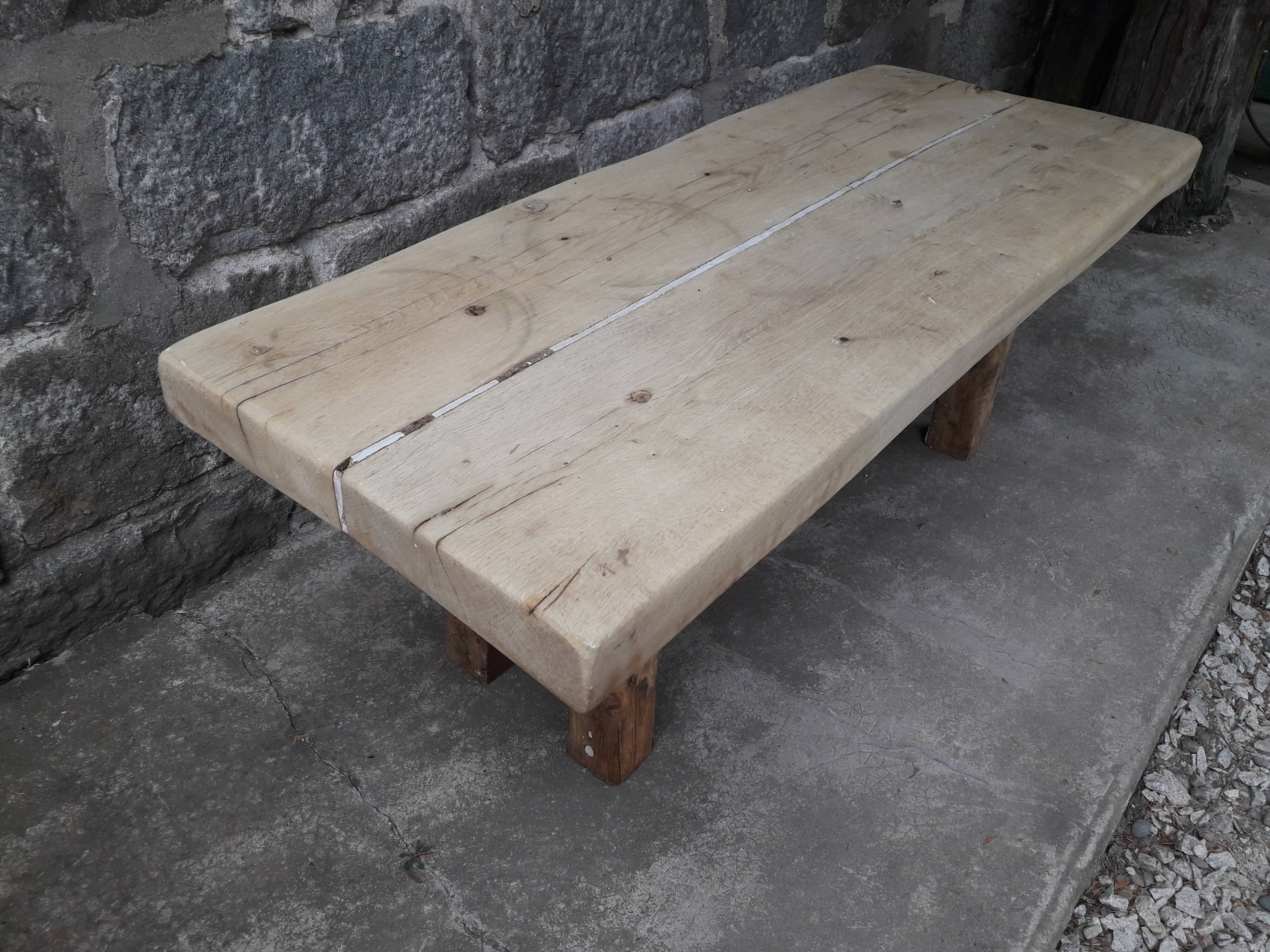 Brutalist solid oak coffee table