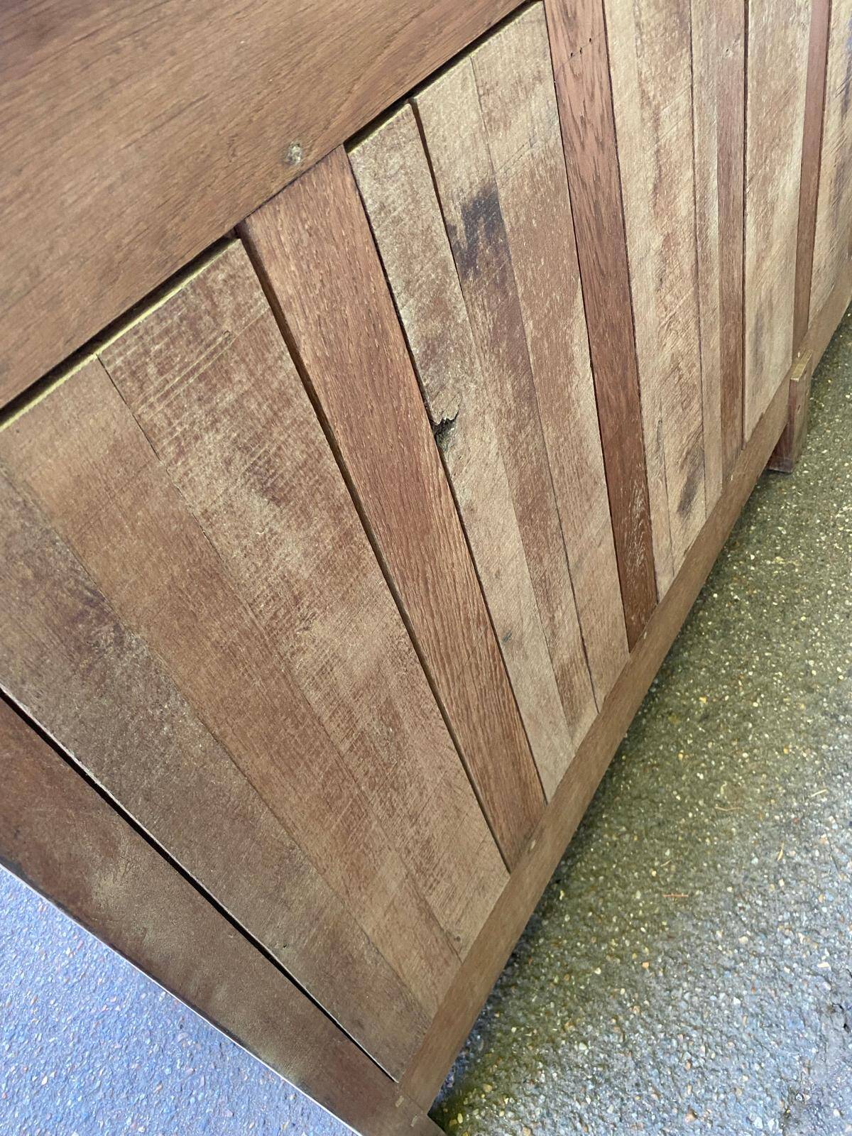 Stripped oak enfilade from 1950, 232cm.