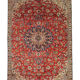 Tapis persan vintage tissé à la main en laine rouge kashan tapis de salon - 209x242cm