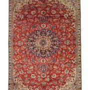 Tapis persan vintage tissé à la main en laine rouge kashan tapis de salon - 209x242cm