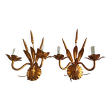 Pair of wall lights with ears of wheat decor