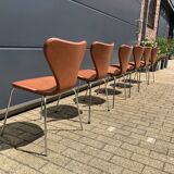 Fritz Hansen series 7 Vlinderstoelen in Cognac leather NIEUW!!