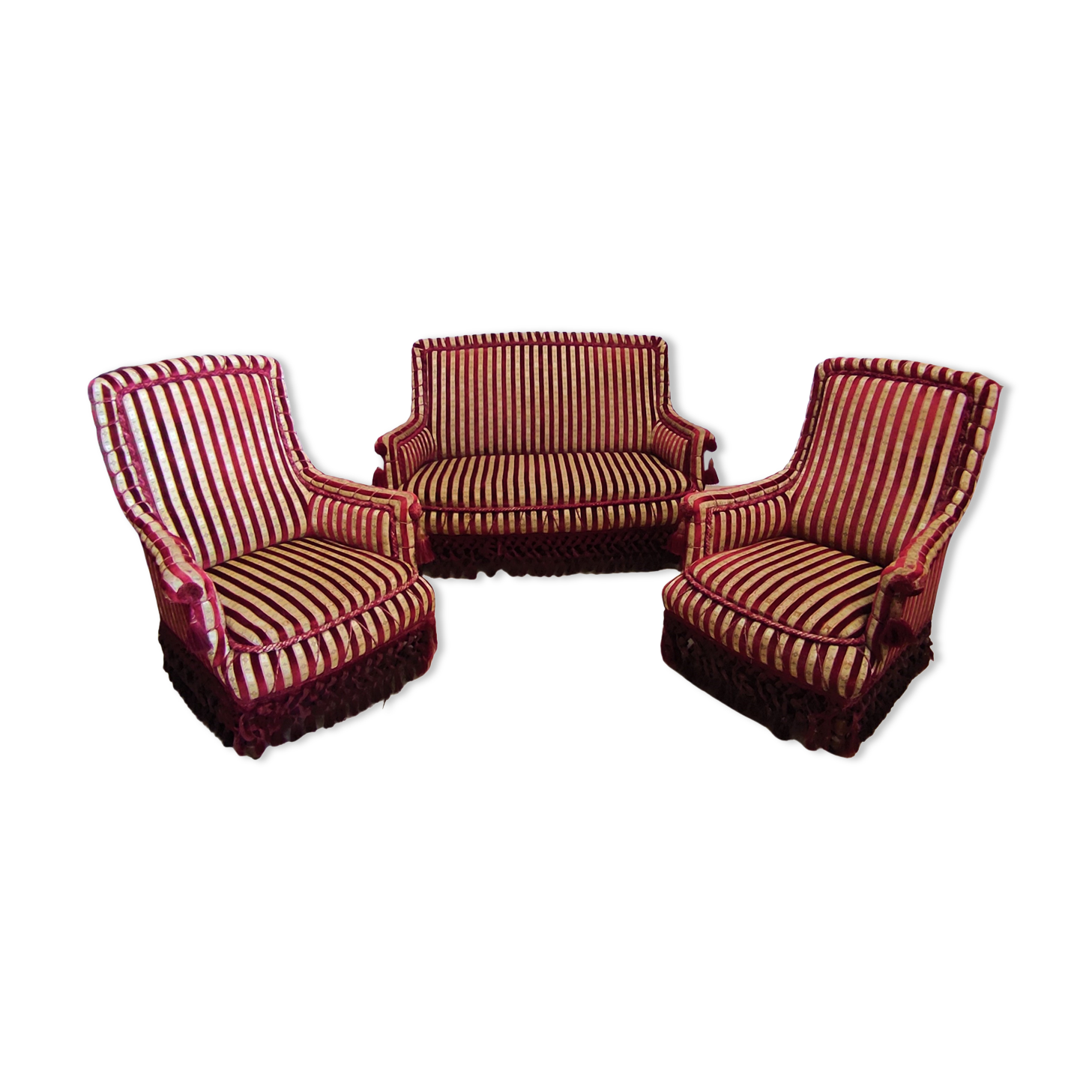 Salon Napoléon III in Jacquard-patterned velvet and trimnests