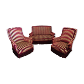 Salon Napoléon III en velours à motif jacquard et passementeries