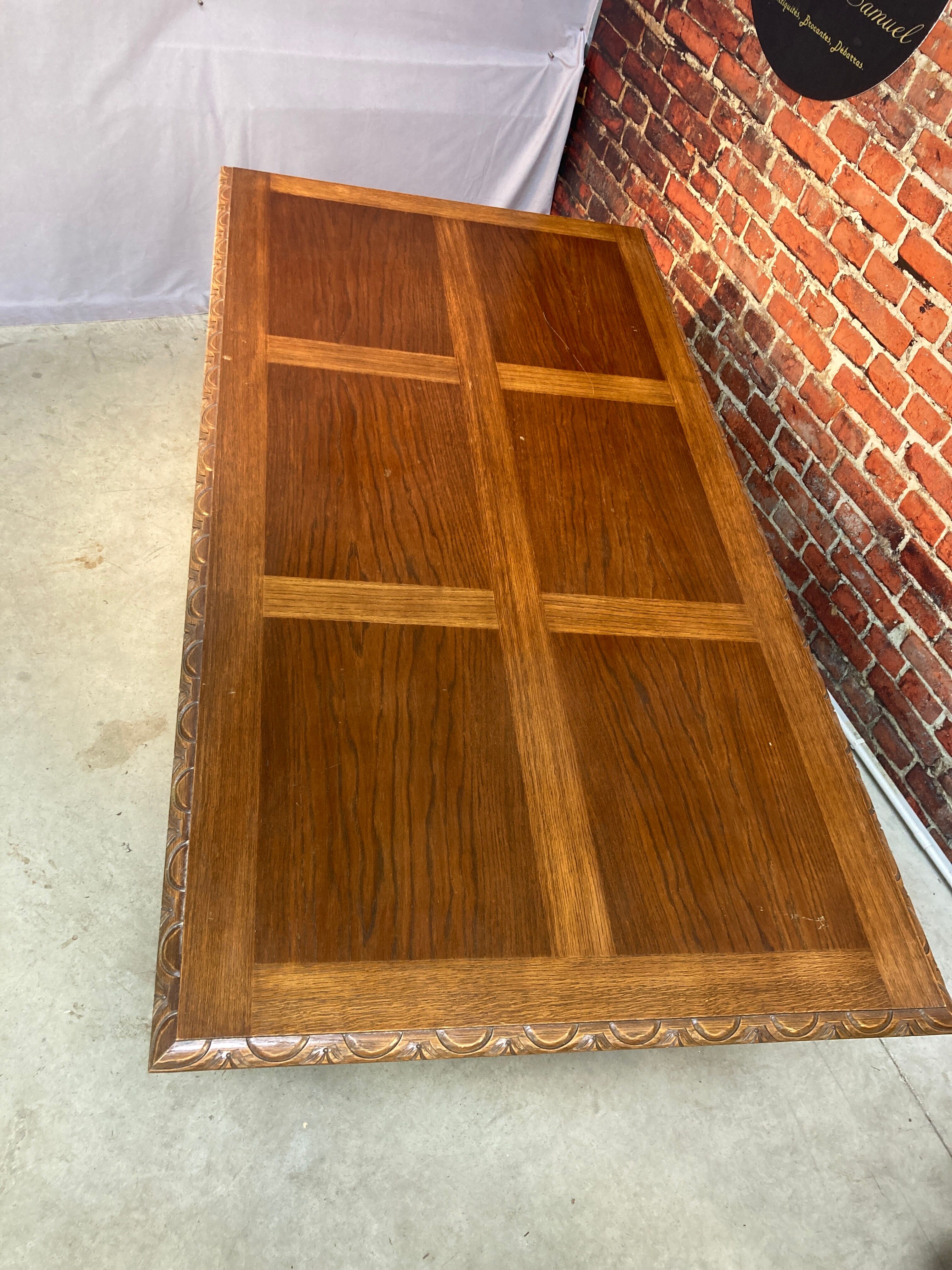 Large carved solid wood table, Spanish neo renaissance style