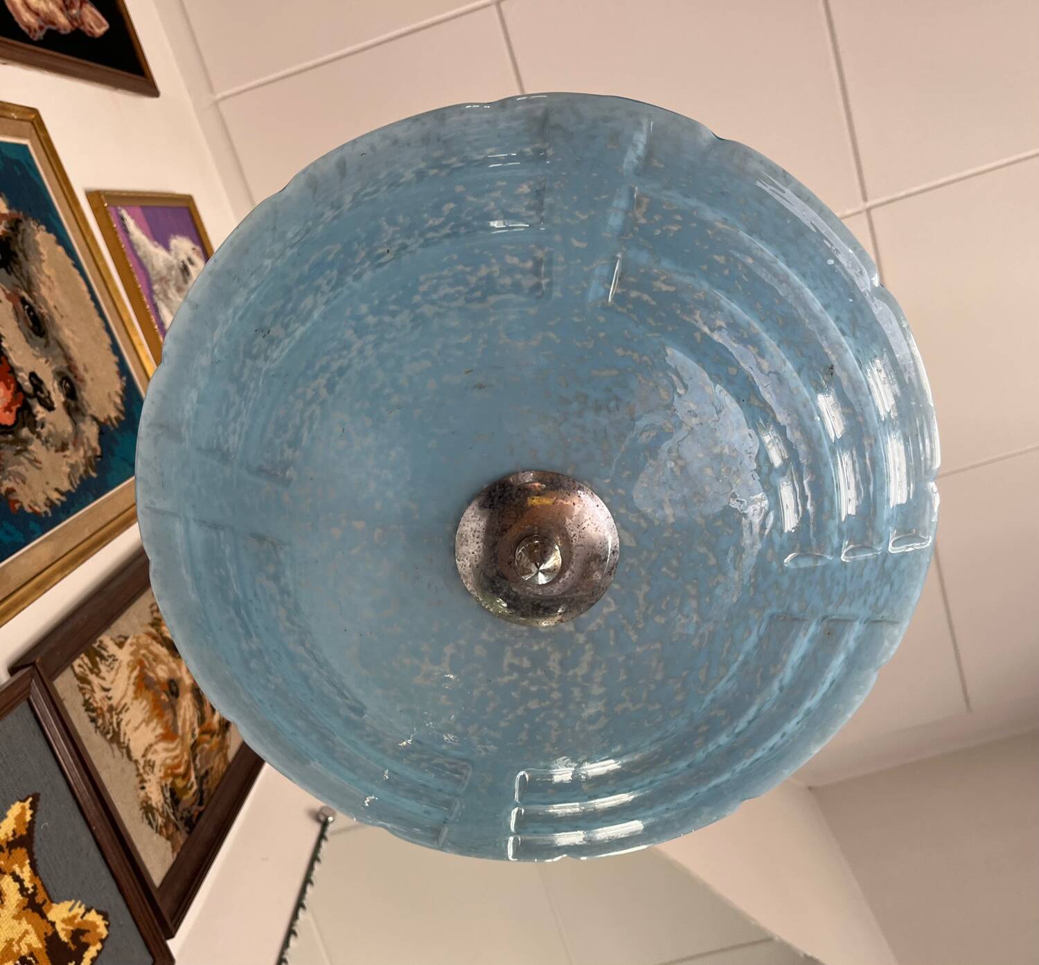 Large round ceiling light Clichy sky blue