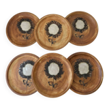 Suite de 6 assiettes à dessert décor tournesol la colombe Vallauris