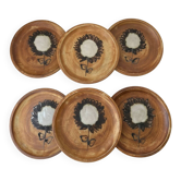 Suite de 6 assiettes à dessert décor tournesol la colombe Vallauris