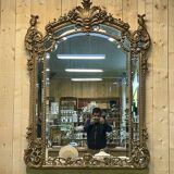 Large Louis XV style mirror with side panels, late 19th century