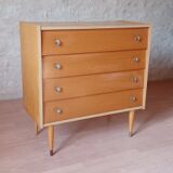 Vintage light wood chest of drawers from the 1970s.