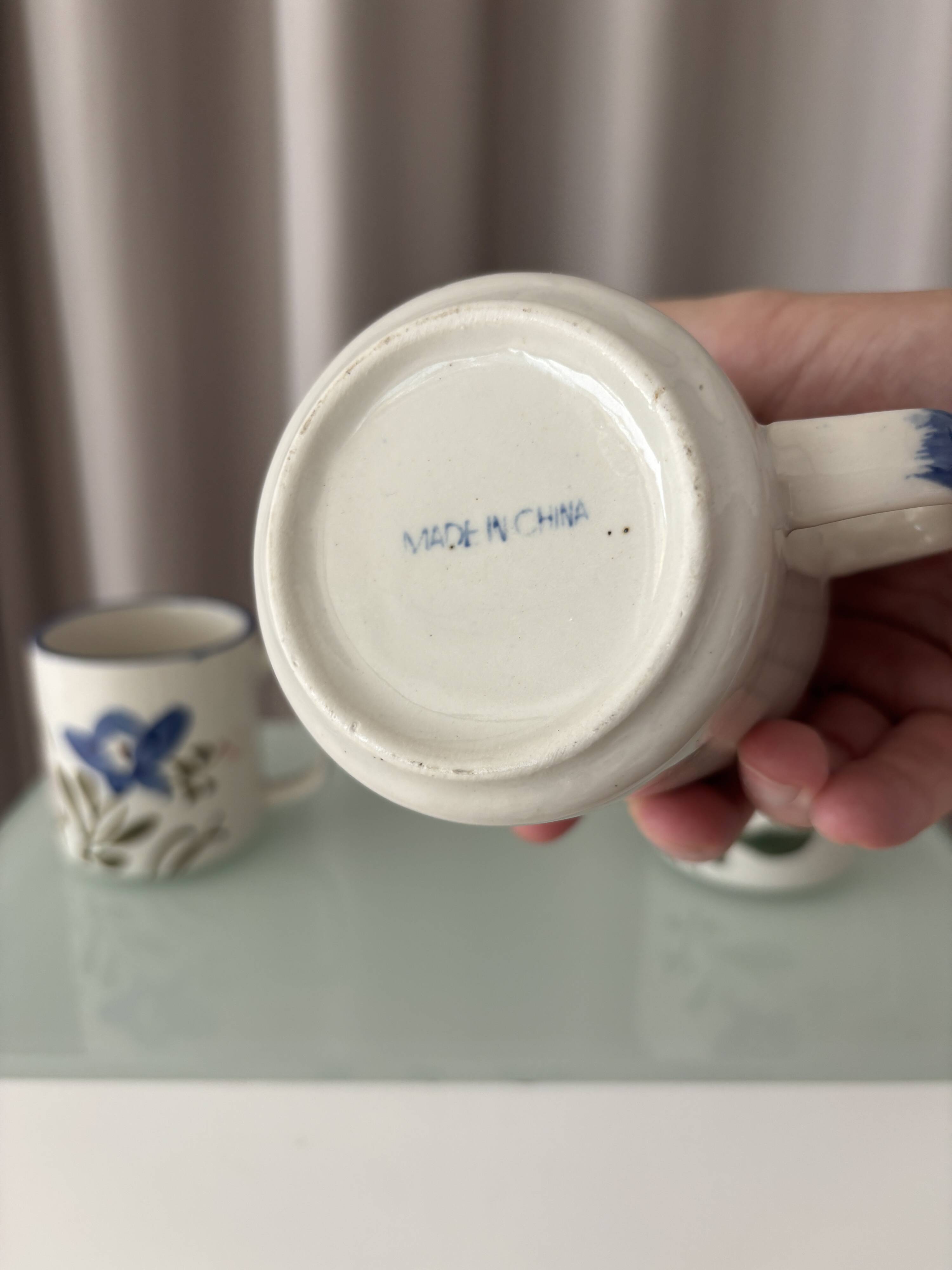 Ensemble de 3 mugs en céramique peints à la main – Style cottagecore / campagne C