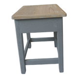 Vintage shoeshine stool base green of gray, wooden seat