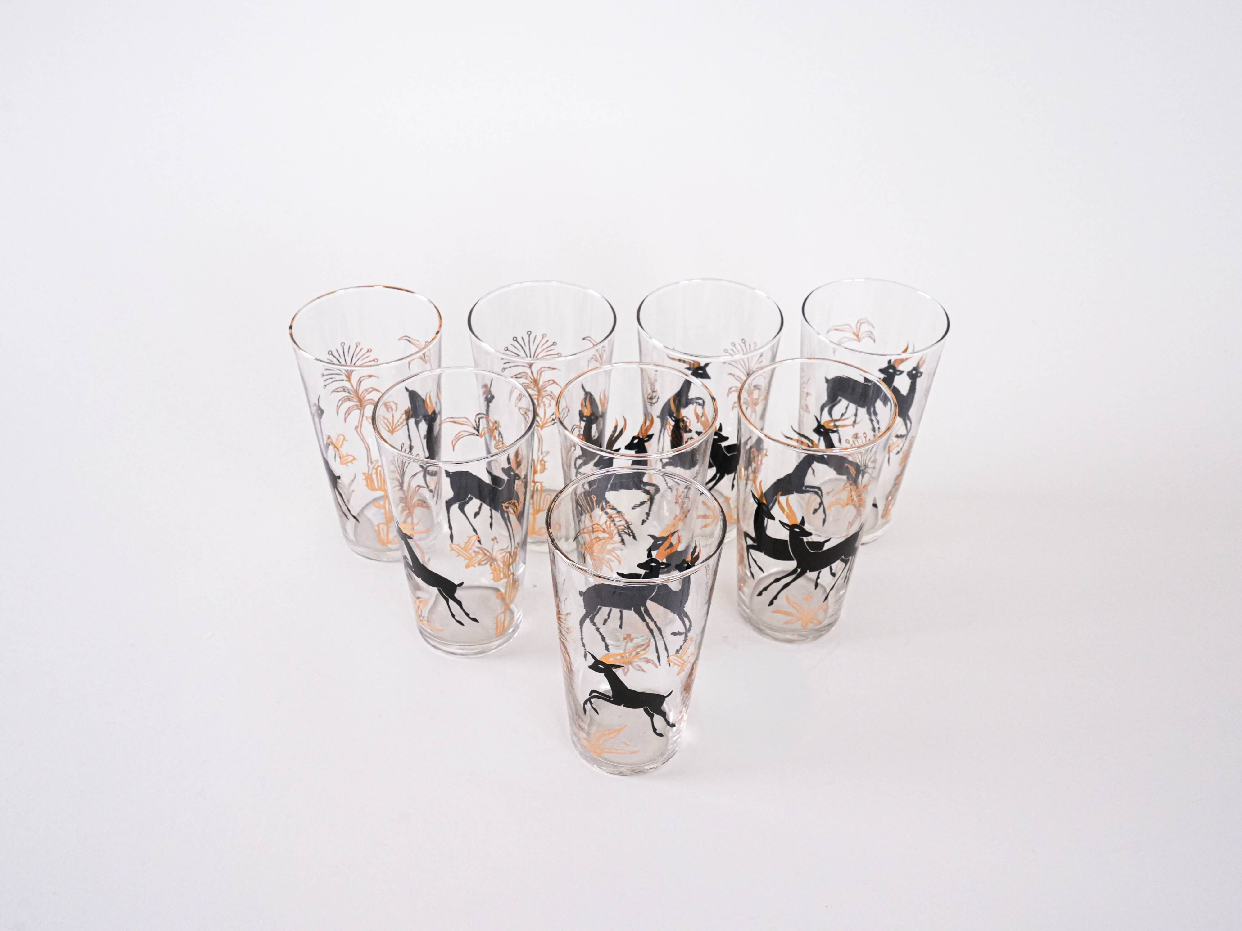 Set of eight glasses, Danish design, 1970s, manufactured in Denmark