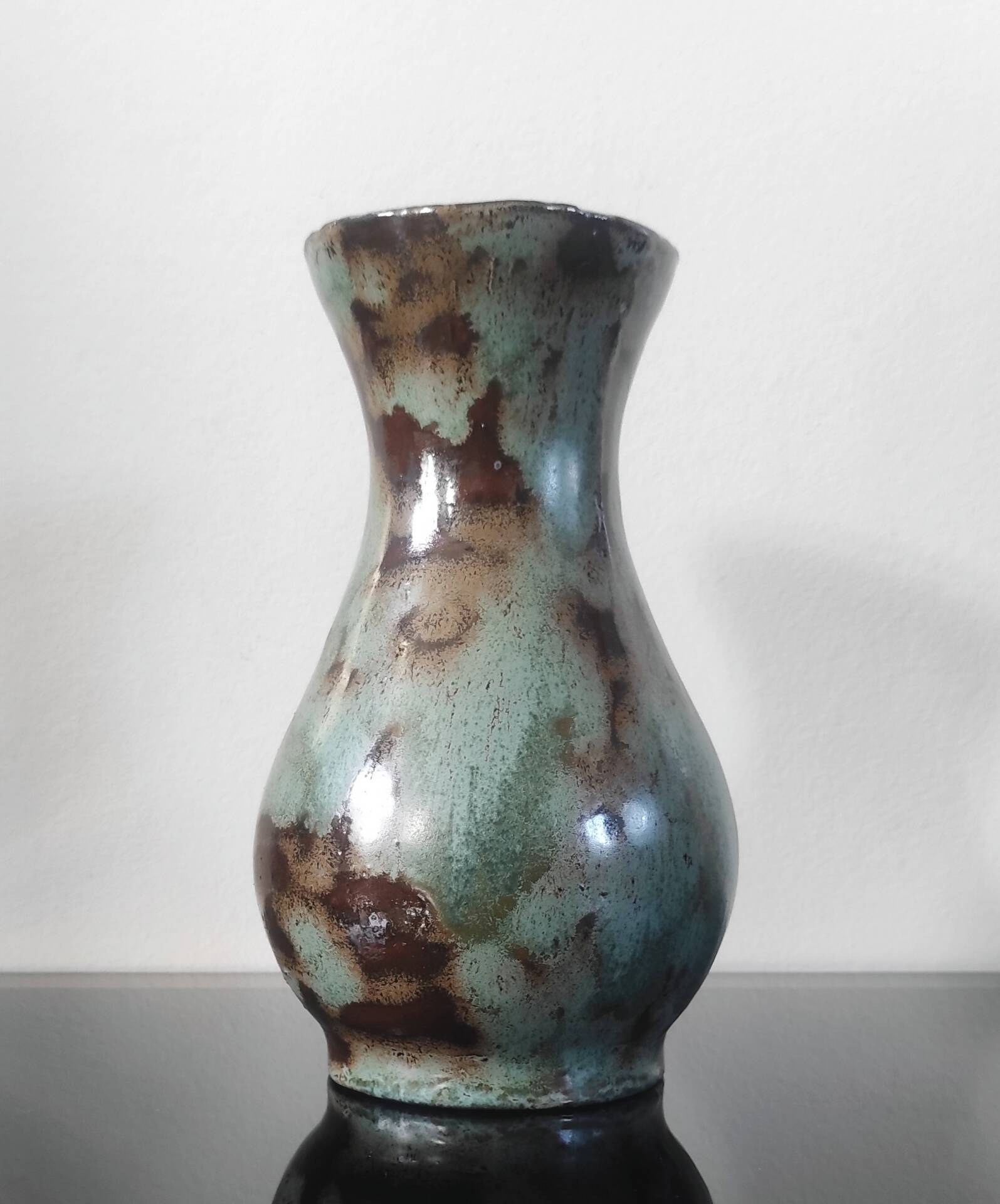Vase balustre vintage en céramique émaillée