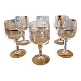 6 Cristal Arques Matignon water glasses, engraved crystal