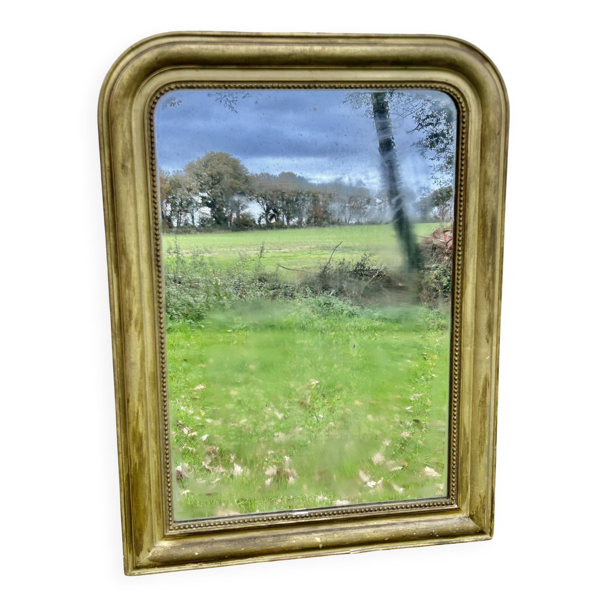Antique Louis Philippe mirror, slightly demercurized, as is.