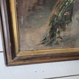 Ancien tableau nature morte faisan peinture sur toile signée