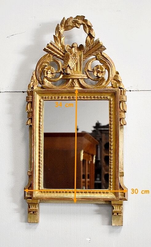 Gilded wood mirror, Louis XVI style - 1st part XXth - 60x30cm