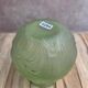 Small Art Deco round vase in moulded green pressed glass – relief decoration