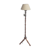 Lampadaire en bois tourné vintage