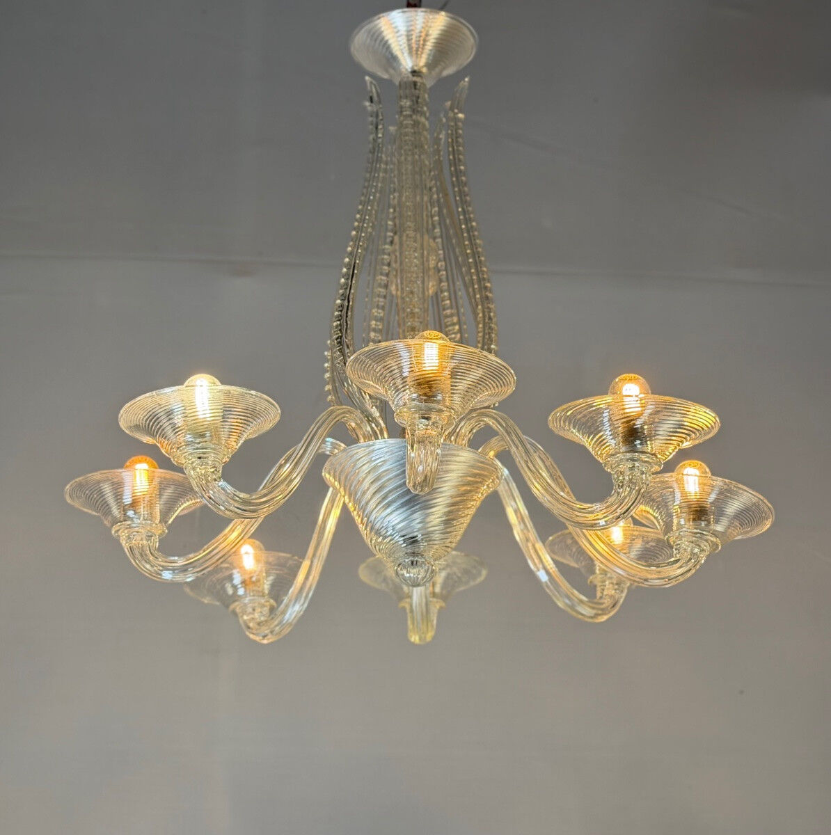 Colourless Venetian glass lustre from Murano circa 1930