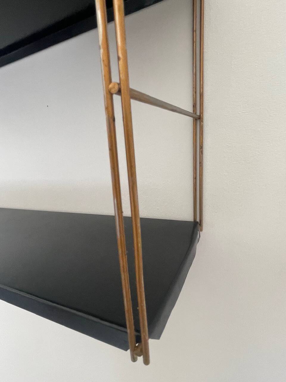 Modular vintage wall shelf, metal and brass circa 1960s