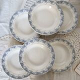 6 assiettes creuses en terre de fer Sarreguemines U&C modèle Luchon