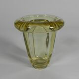 Art Deco thick glass vase with folded edge, 1950s