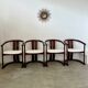 Lot 4 chaises / fauteuils design annees 60 Casala italy bois courbé et tissu bouclette vintage