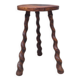 Turned wooden tripod stool