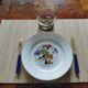 Antique cake service in metal and blue bakelite