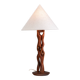 Organic form sculptural teak table lamp