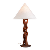 Organic form sculptural teak table lamp