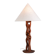 Organic form sculptural teak table lamp