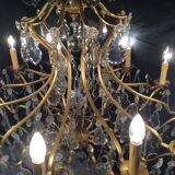 12-light bronze and crystal chandelier