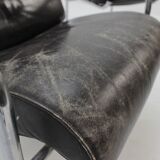 Chair and Ottoman in leather 1950 s
