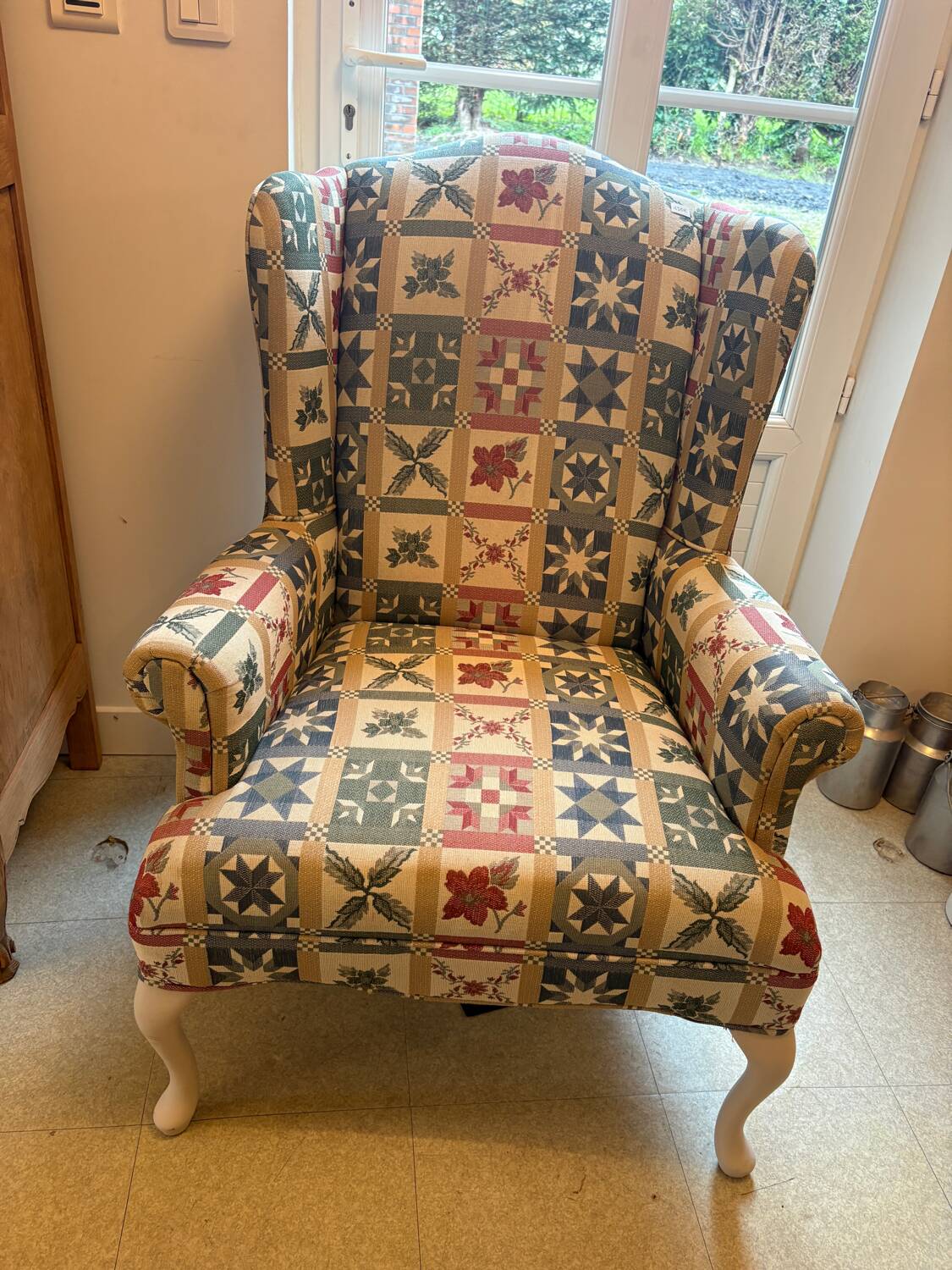 Patchwork wingback chair