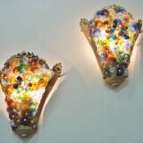 Paire d'appliques en verre de Murano forme grappes de raisin